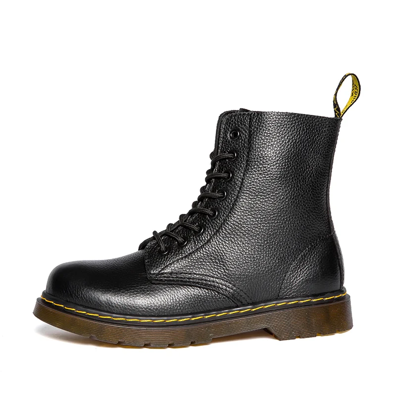 Womens Mens Black Boots Cow Leather Upper PVC Sole