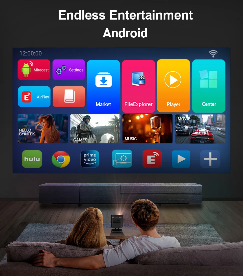 BYINTEK P19  Smart  DLP Mini Pocket Projector Android WIFI Portable Proyector Beamer 4K 3D Home Cinema Pico Projectors