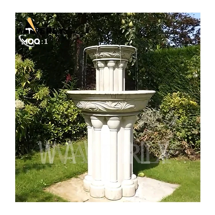 European Style Modern Interior Natural Stone Wall Fountain Hand Carved Outdoor Garden Decoration Marble Fountain