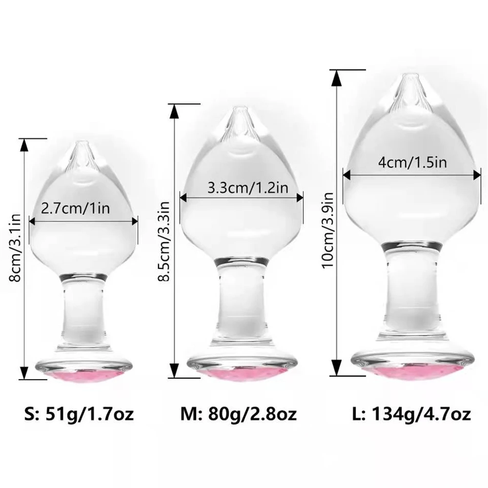 Intimate Glass Anal Sex Toys with Crystal Jewelry Smooth Touch Butt Plug Anal Bead Anus Dilator Anal Toys for Male Men Women