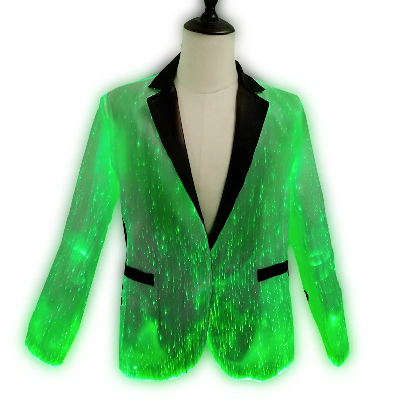 Fashion Design Luminous Fiber Optic Led Light Up Man Tuxedo Jacket Suit For Party Wedding