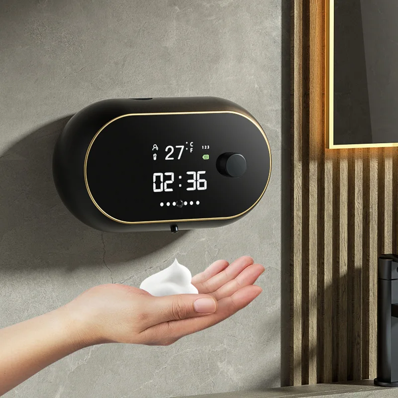 Automatic Soap Dispenser Wall Mounted Hand Free with Clock Temperature