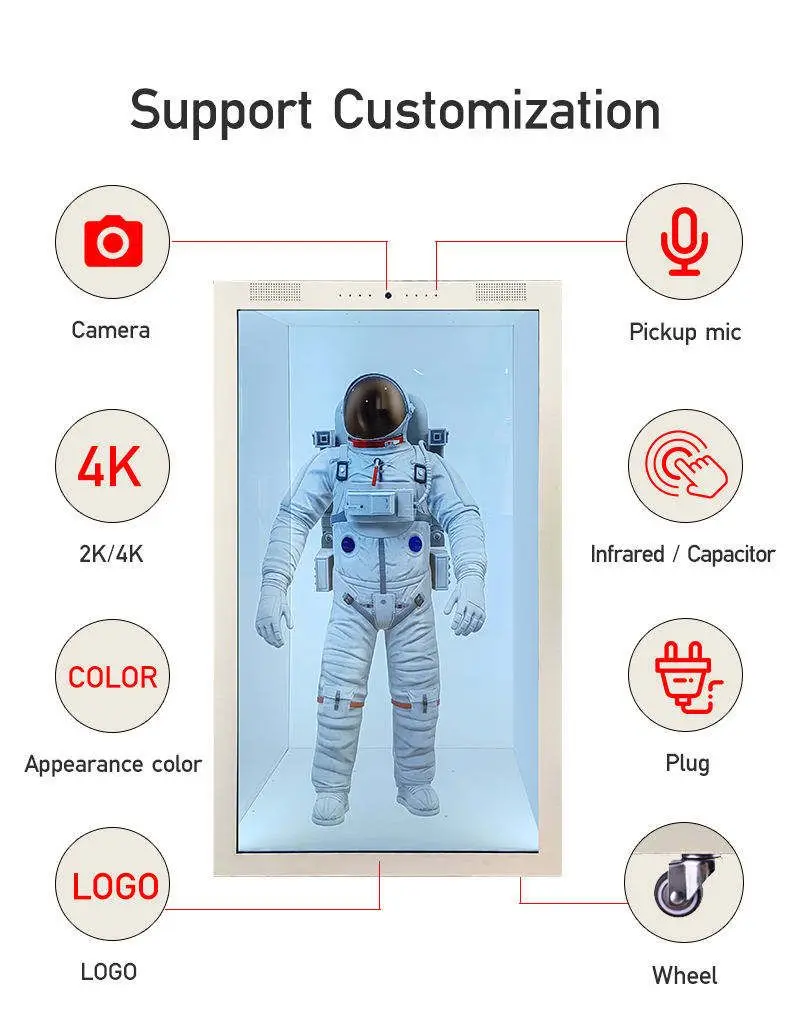 85 inch transparent lcd screen indoor capacitive touch screen big size advertising playing showcase for store window exhibitions