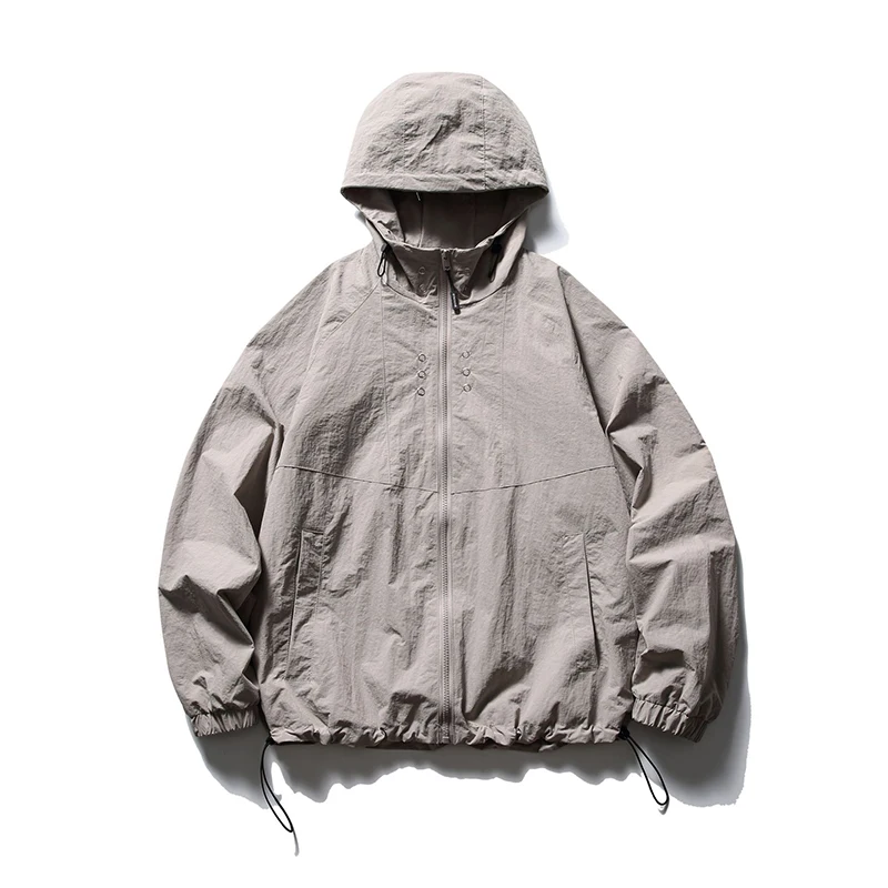 2024 fall winter jacket mens casual loose fit hooded jacket outdoor clothing full zipper blank windbreaker jacket for men