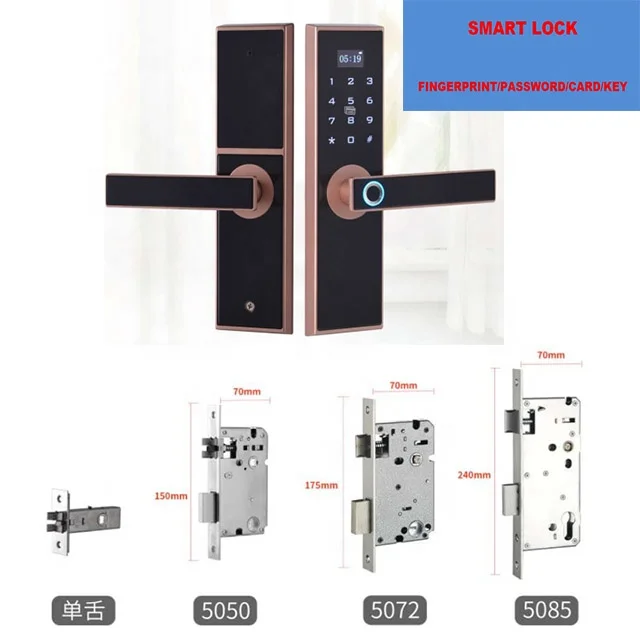 Smart Fingerprint Lock Electric Biometric Lock Zinc Alloy Wooden Metal Door for Indoor Home Smart Digital Electronic Lever Lock