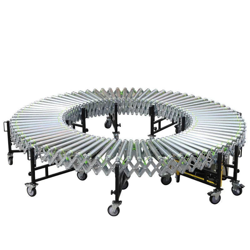 Good price electric power retractable flexible expandable roller conveyor