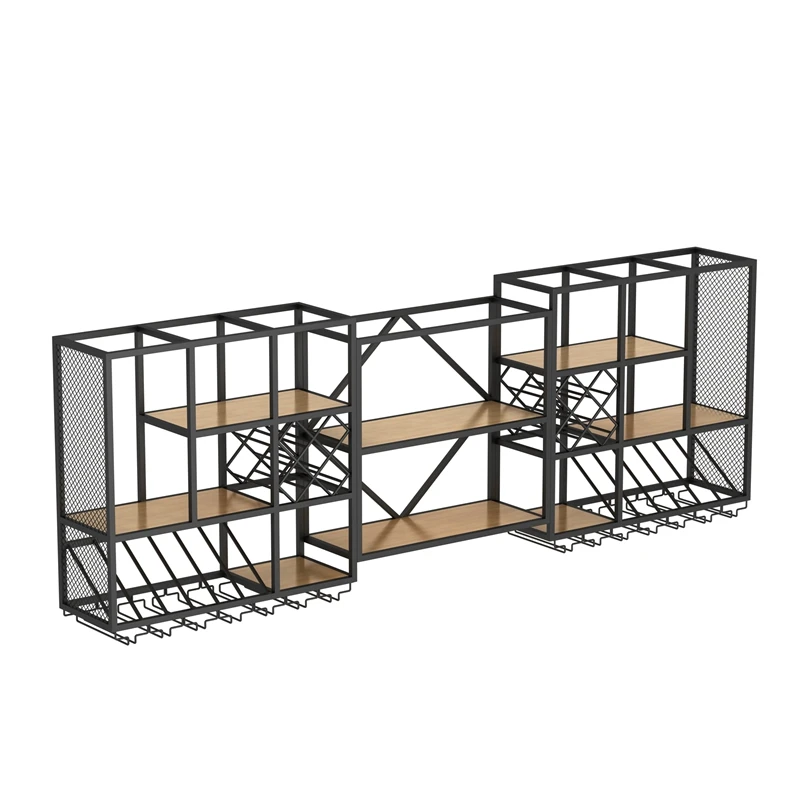 Latest high quality fancy 5 tier fixed on ceiling hanger metal material durable wine rack retail