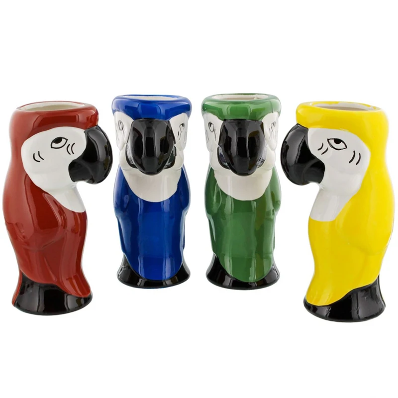 Фарфоровая кружка на заказ Коктейльные бокалы tiki оптовая продажа персонализированная керамическая чашка для пива в виде попугая коктейлей кружки