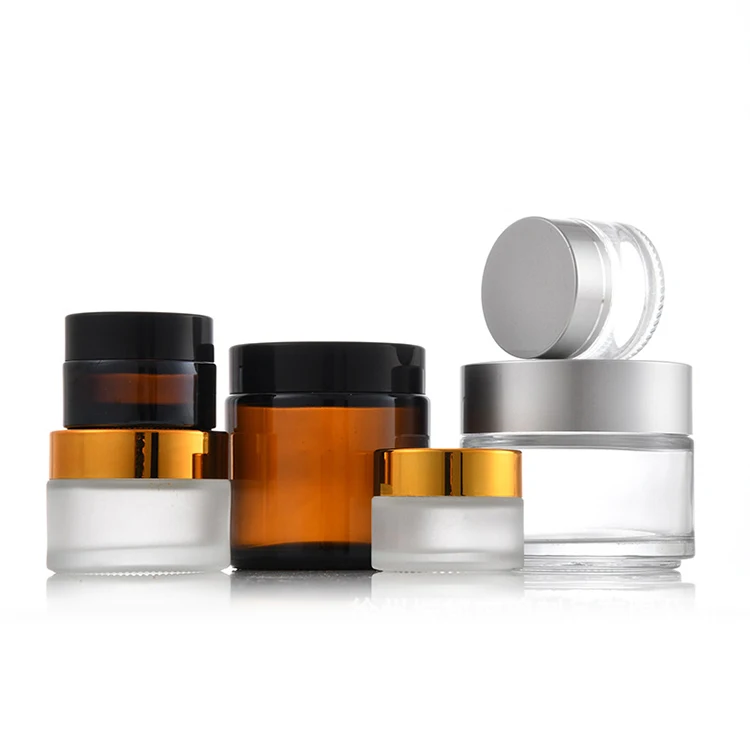 5ml 10ml 15ml 30ml 50ml 60ml 80ml 100ml amber cosmetic glass cream jar with black lid 100ml luxury cosmetics jar glass container