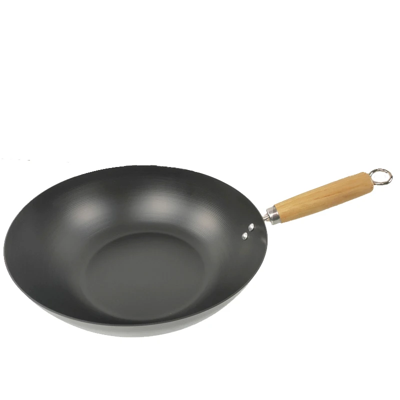 Factory Direct Sales Chinese Home Cooking Stir Frying Induction Non Stick Cook Wok Pan With wooden handle Chinese Wok Pan