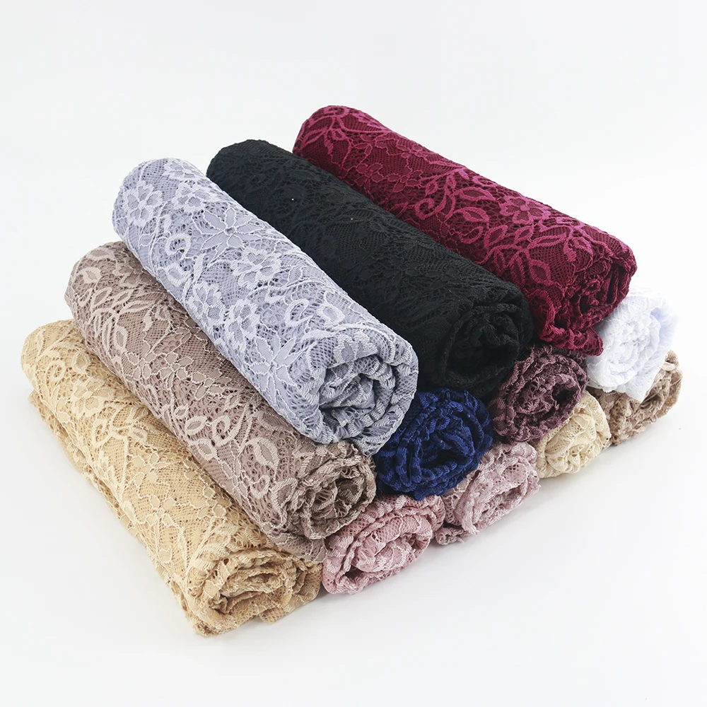 2021 Instant Designer Beautiful Muslim Cotton Lace Scarf Hijab For Ladies And Women