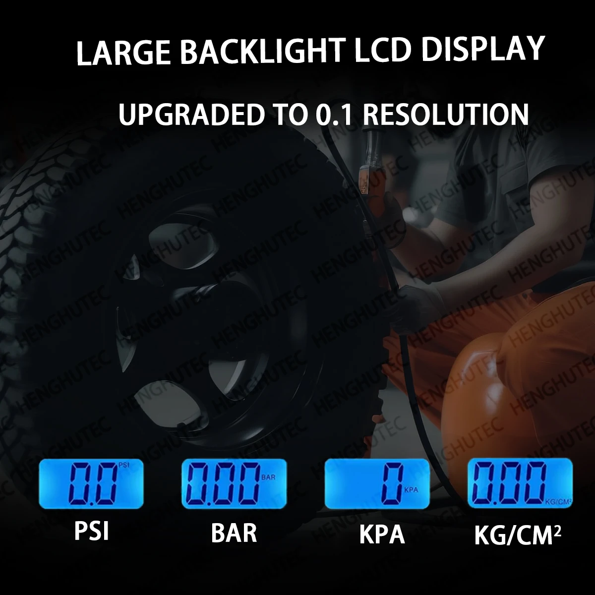 250PSI High-Precision Digital Tire Inflator with Customizable LCD - Perfect for Car and Vehicle Tire Inflation