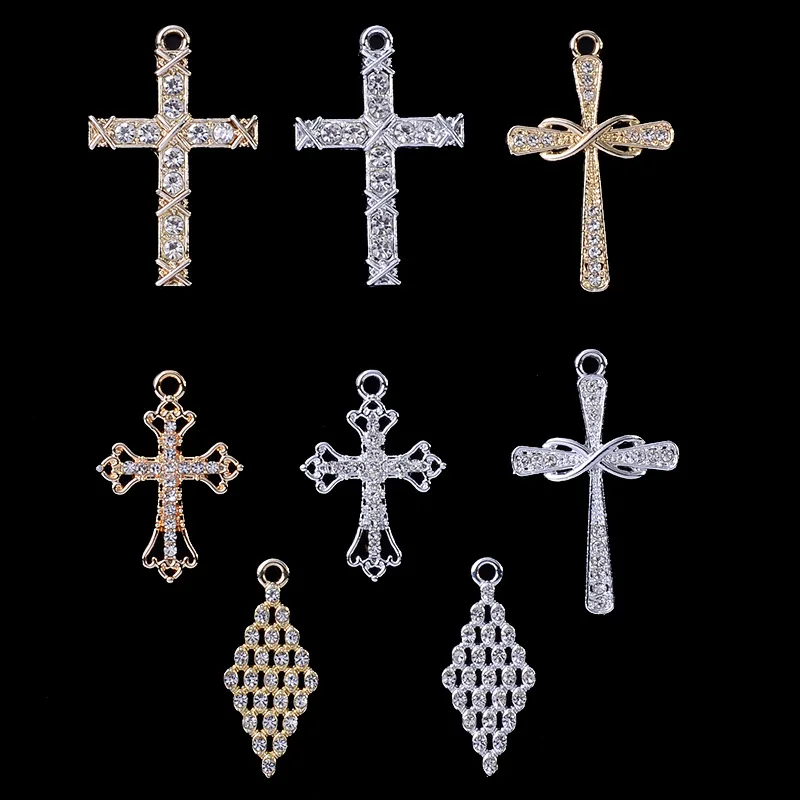 Fashion personality cross alloy accessories four-sided diamond jewellery jewelry wholesale