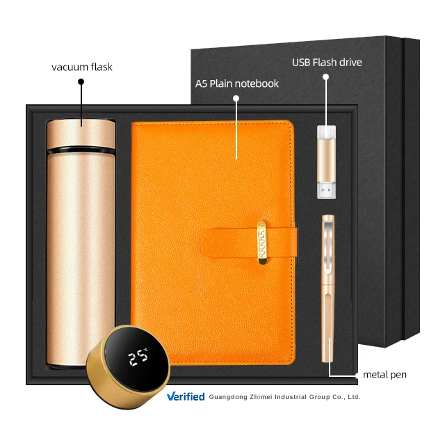 Custom logo Business anniversary Gift Promotional bottle pen notebook flash drive Corporate luxury Gift set