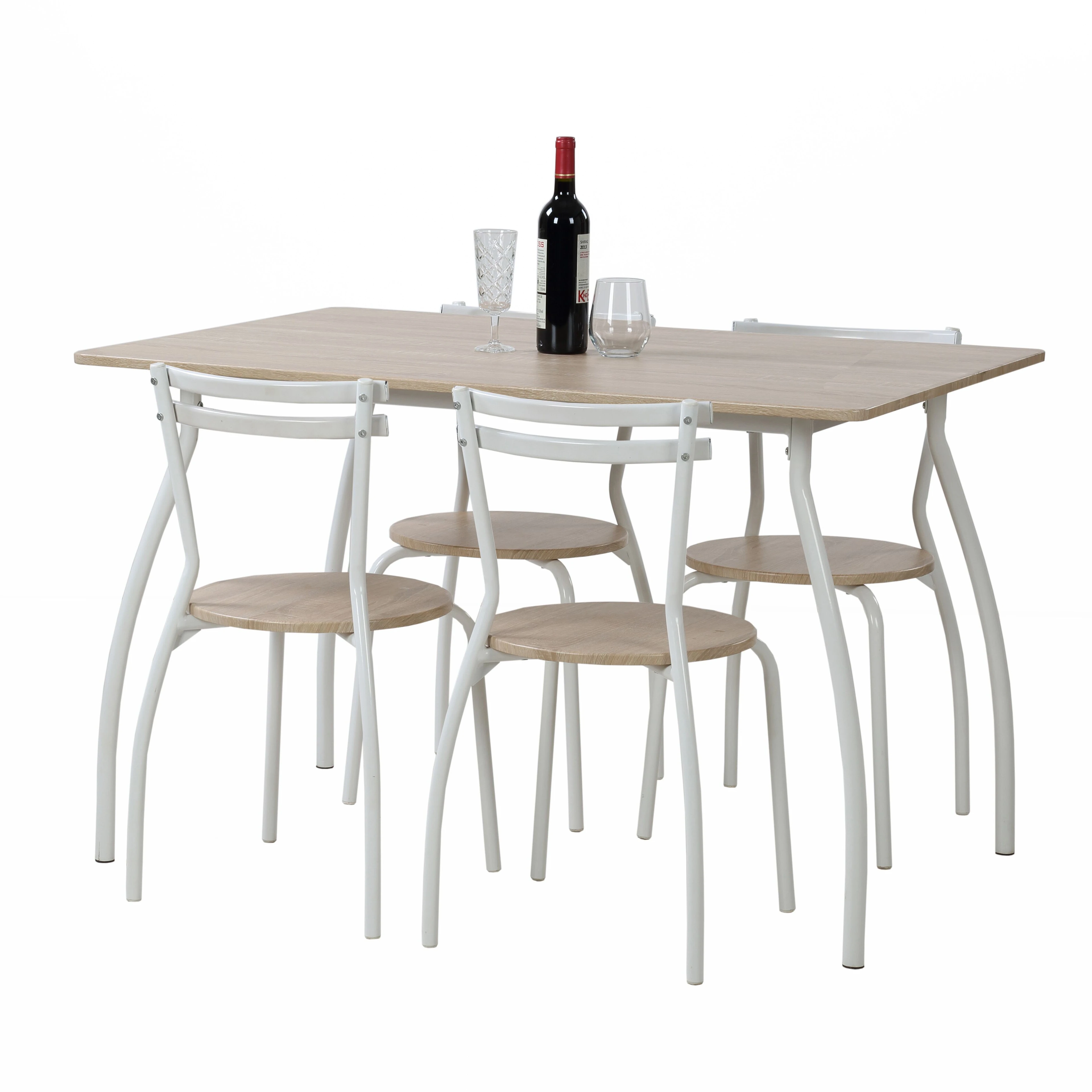 Modern design rectangle dining room table and chairs set wood tabletop metal legs dining table set 4 seater for home restaurant