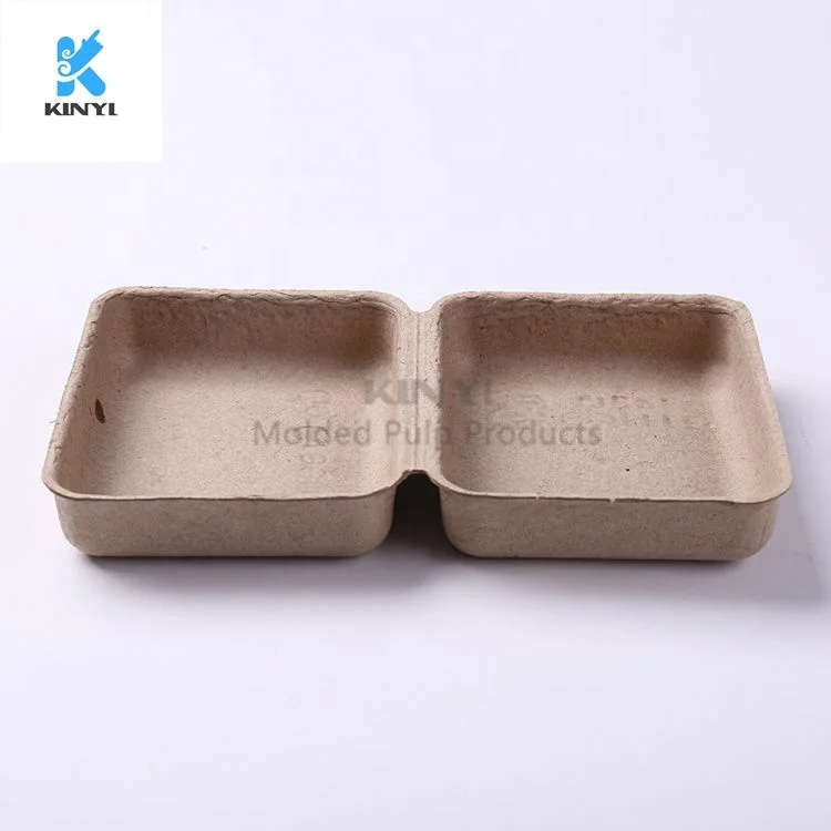 Customized paper pulp molded clam shell soap packaging