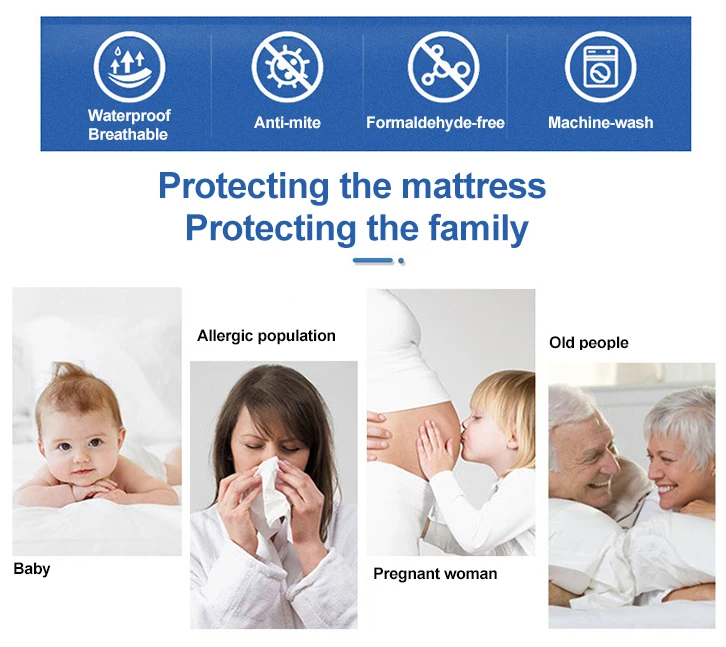 Deep Pocket Pink Color Cotton Terry Cloth Waterproof Mattress Cover Bed Bug Proof Machine Washable Dustproof Mattress Protector