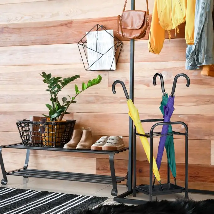 High Round Creative Umbrella Rack Holder Metal Leather Stands Decorative Unique Style Stand Wrought Iron Solid Storage Big