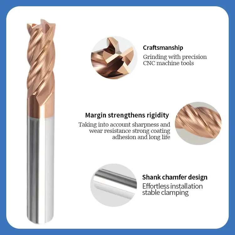 tungsten carbide hrc 60 d8 8mm 4f square end mill 60hrc endmill hrc60 flat endmill for alloy steel suppliers