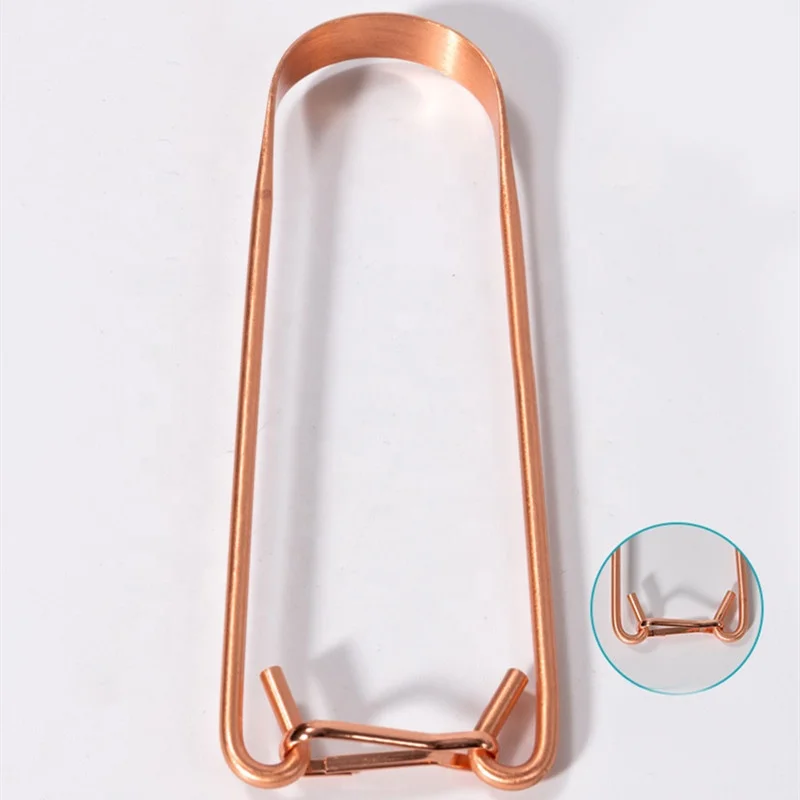 Home travel home use real pure copper tongue scraper with packaging premium quality copper tongue cleaner scraper