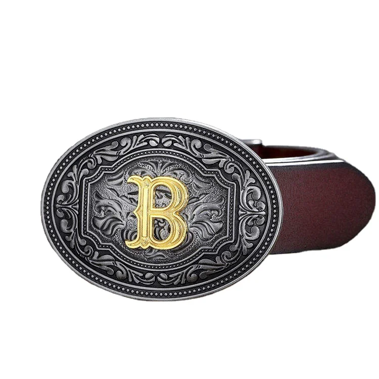 Belt Buckle For Men Smooth Buckle Western Hip Hop American Casual Personality Zinc Alloy Cowboy Plate Buckle
