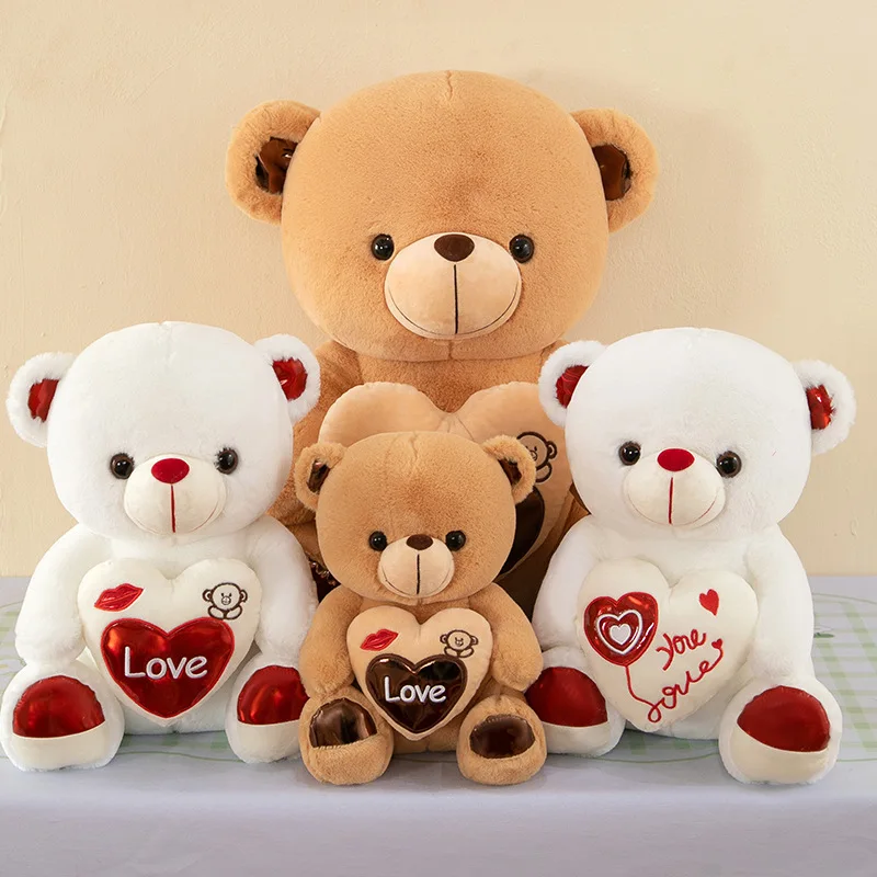 Love Heart Teddy Bear Stuffed Animal Plush Toys Couple Dolls Wedding Decoration Birthday Valentines Gifts
