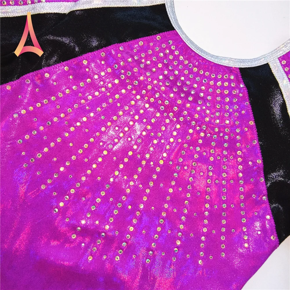 Eye-catching Dark Magenta pink Long Sleeve Children Gymnastics Leotard