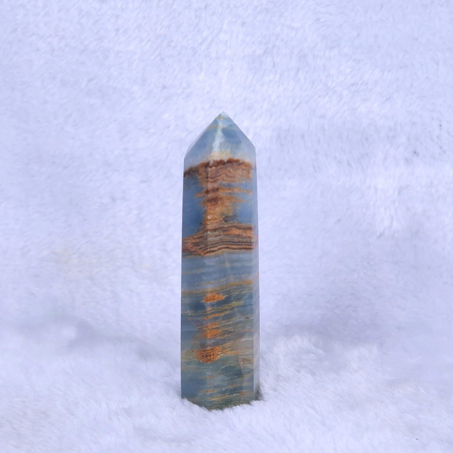 Wholesale Natural Crystal Crafts Healing Stone Blue Onyx Points Crystal Towers For Home Holiday Decoration Gifts