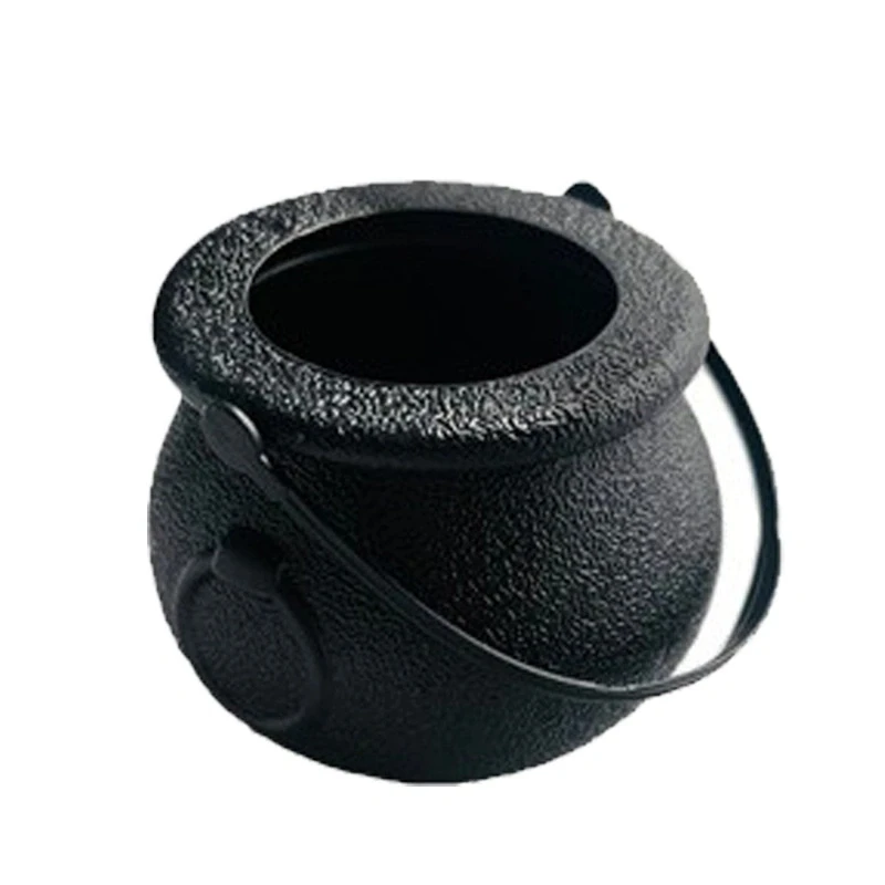 2024 Cheap Halloween Candy Pot PVC Halloween Plastic Witch Black Witch Cauldron