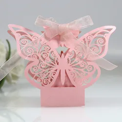 Invitation Candy Box Chocolate Paper Packaging Gift Box Wedding Candy Box with Butterfly