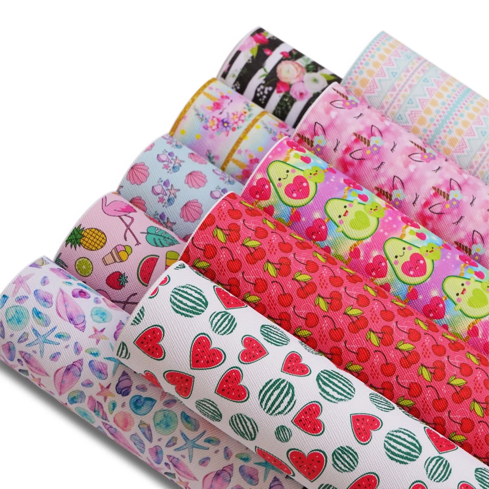 Faux Leather Fabric Synthetic Leather Product Faux Leather rolls Printed Vinyl for Hair Bow and Bags