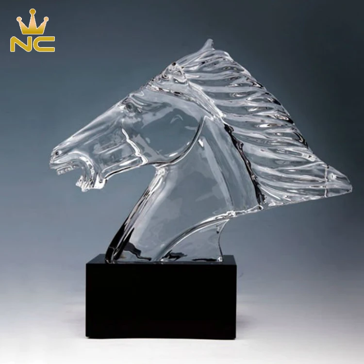 High Quality Mustang Crystal Horse Award For Horse Head Statue Business Trophy Souvenirs