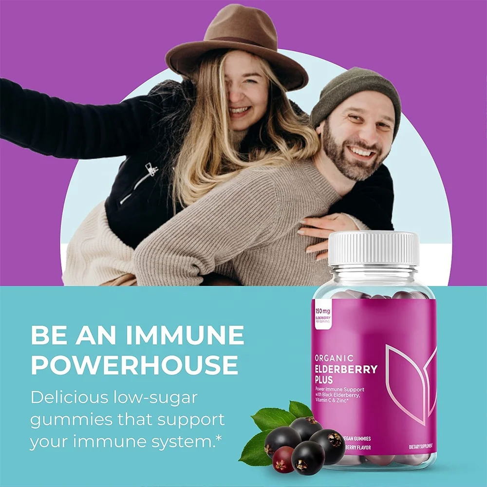 Naturals Organic Elderberry Plus Gummies, Organic Black Elderberry with ZINC and Vitamin C, Immune Support Supplement