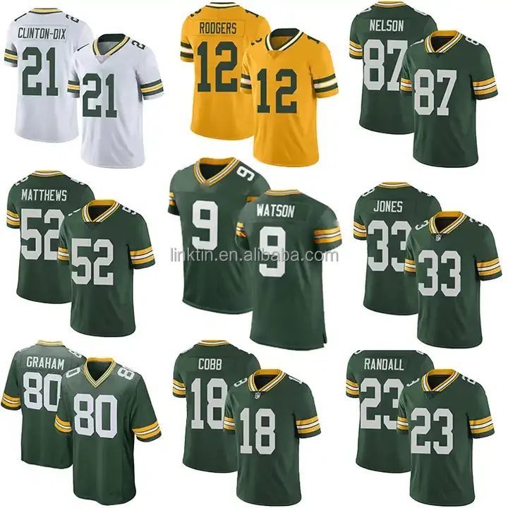 Best Quality #9 Christian Watson #23 Jaire Alexander #26 Darnell Savage Jr. #33 Aaron Jones American Football Jersey