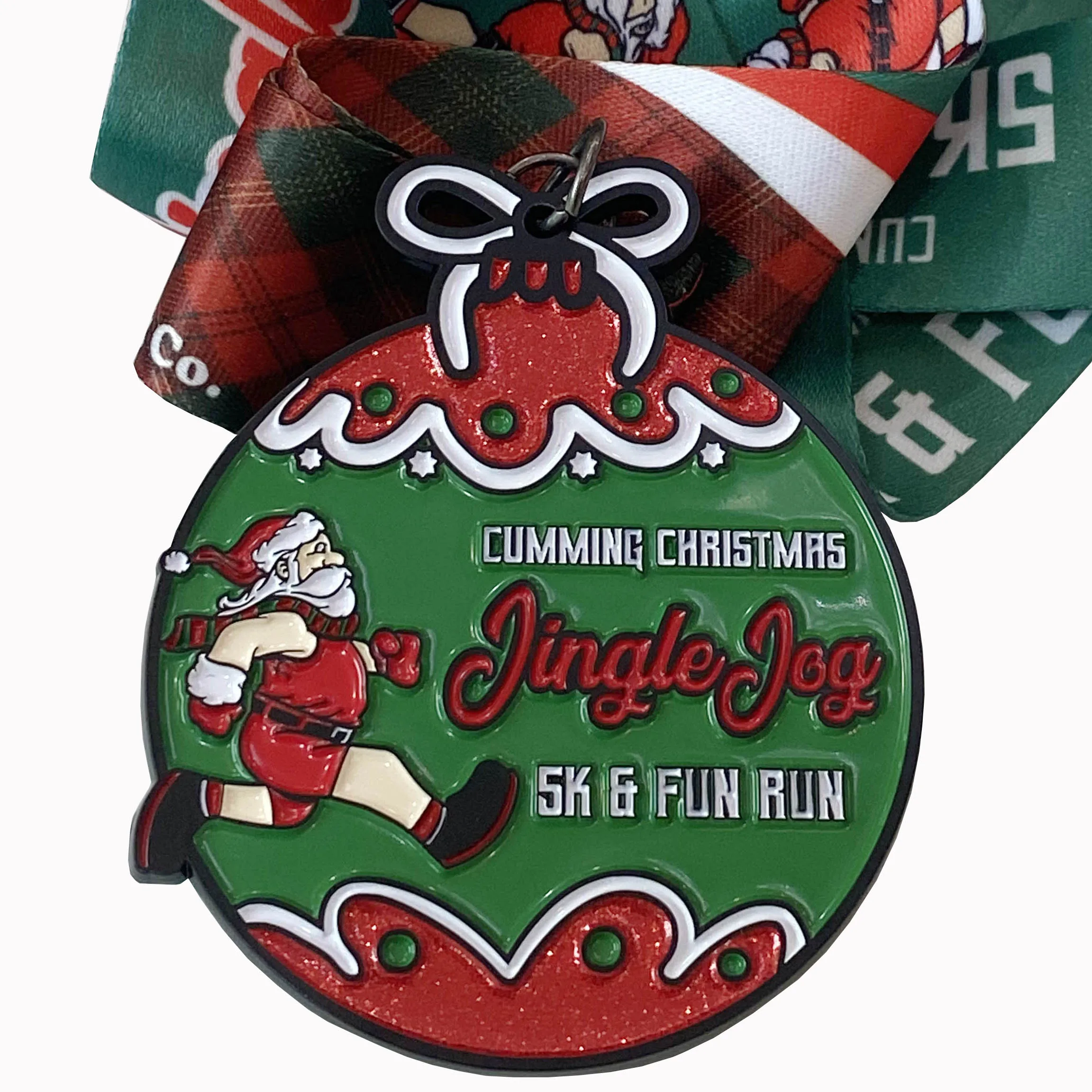 Manufacturer Custom Enamel Metal Engraving Winter Christmas Santa Run Medal Sports Medals