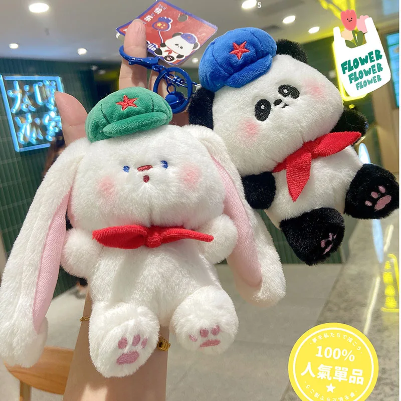 Customized New Plush Toy Backpack Hanger Key Chain Panda Rabbit Doll High Quality Embroidered Key Chain