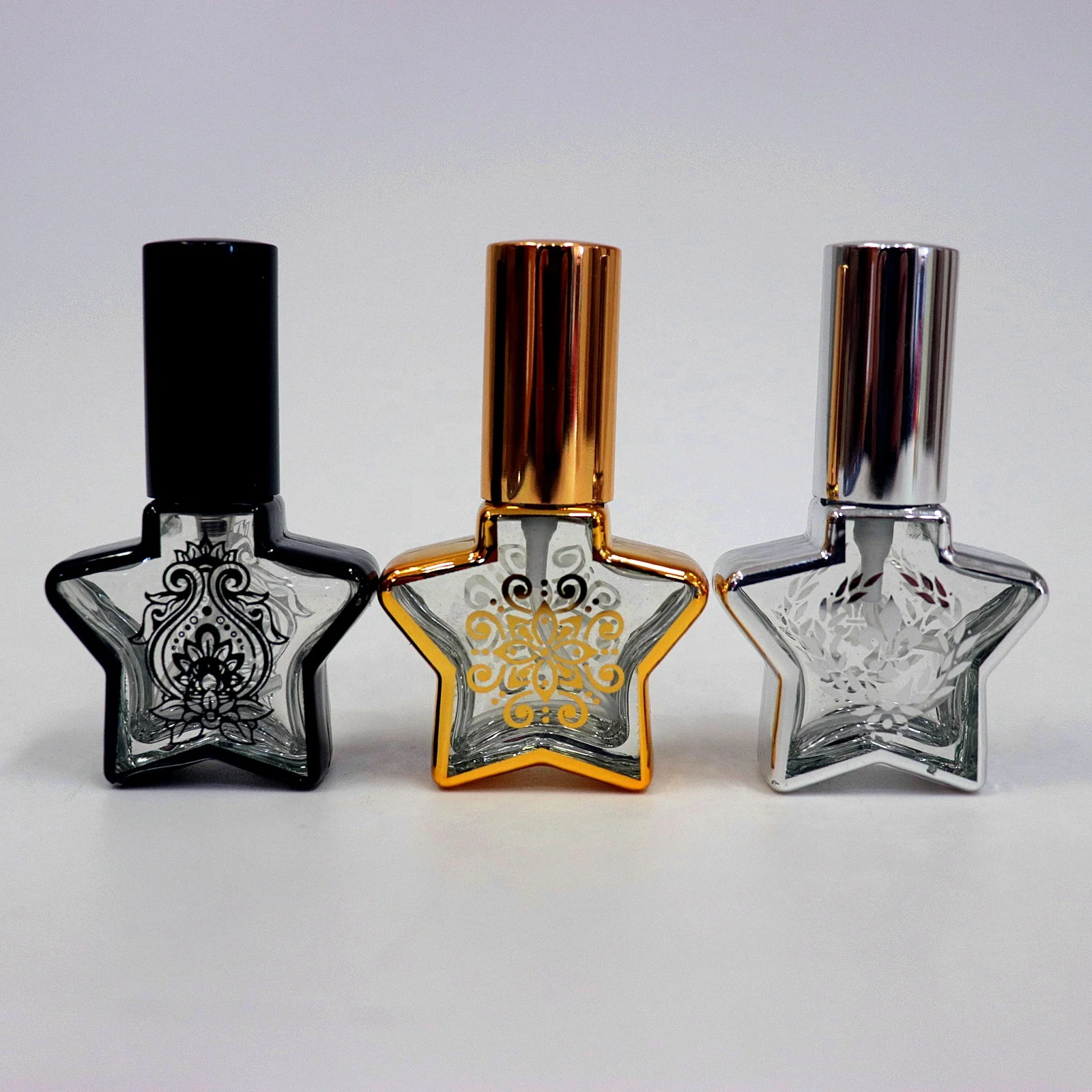 the star shape luxury 7ml mini glass spray perfume bottle in hot sale