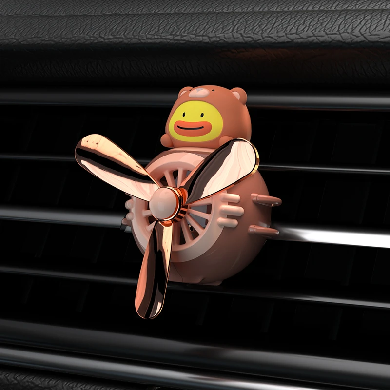 Popular car fan air vent clip rotating propeller perfume duck pilot bear auto outlet fragrance cartoon animals air freshener