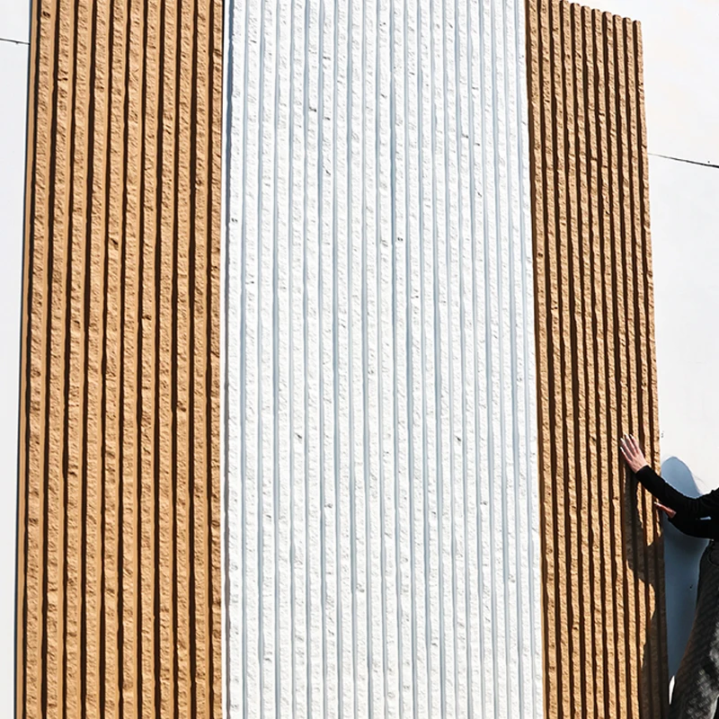 Hight quality Faux Artificial big slab  PU fluted square grille stone Polyurethane foam wall panel building materials