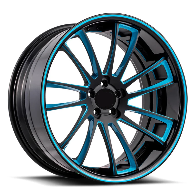 18 inch to 20 inch  super deep concave Sea blue  polished lip forged wheel