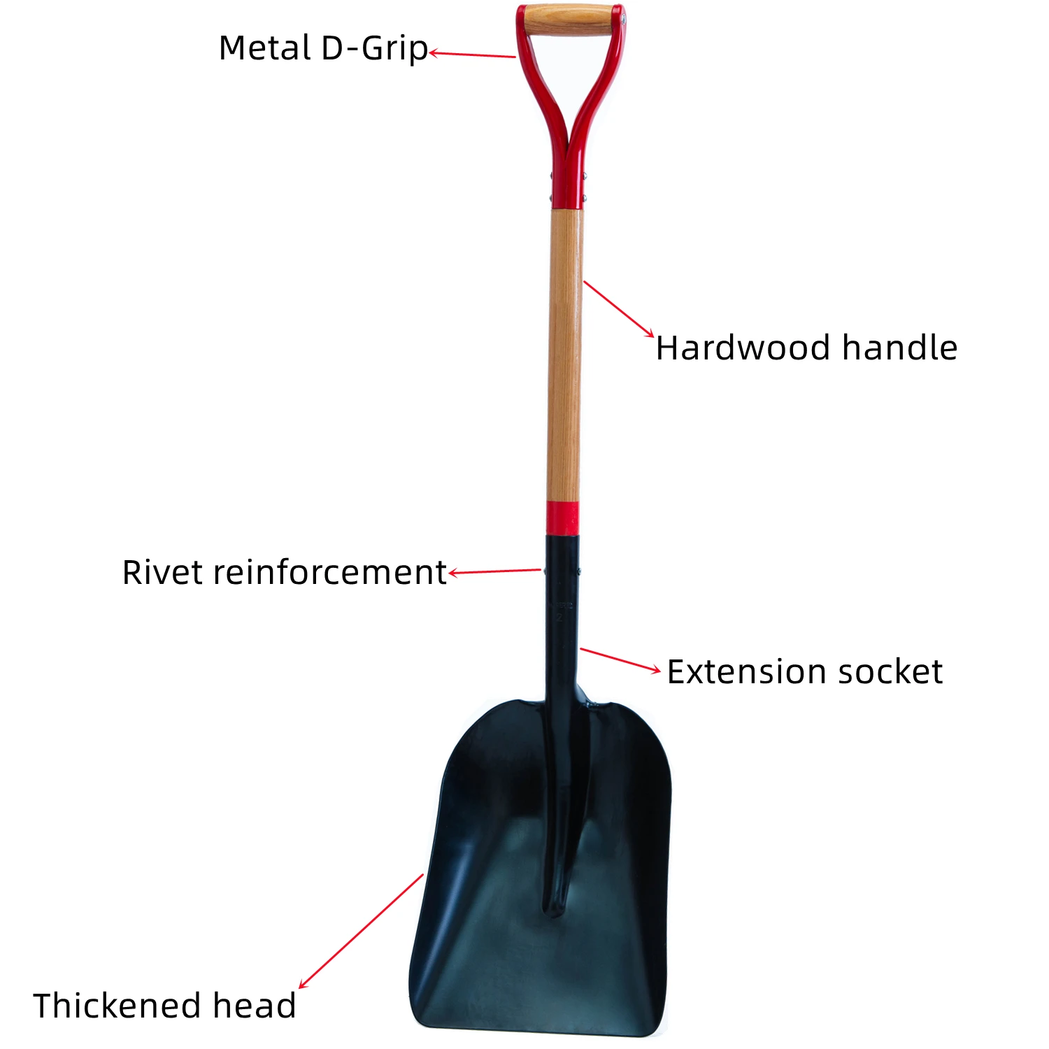 Snow and Grain Scoop Shovel with Wood Handle