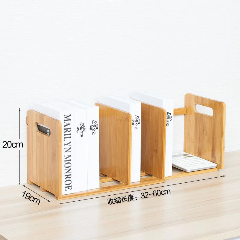 Natural Bamboo Extension Book Rack Modern Wooden Book Shelf Holder Adjustable Office Home Desk Organizer with Drawer