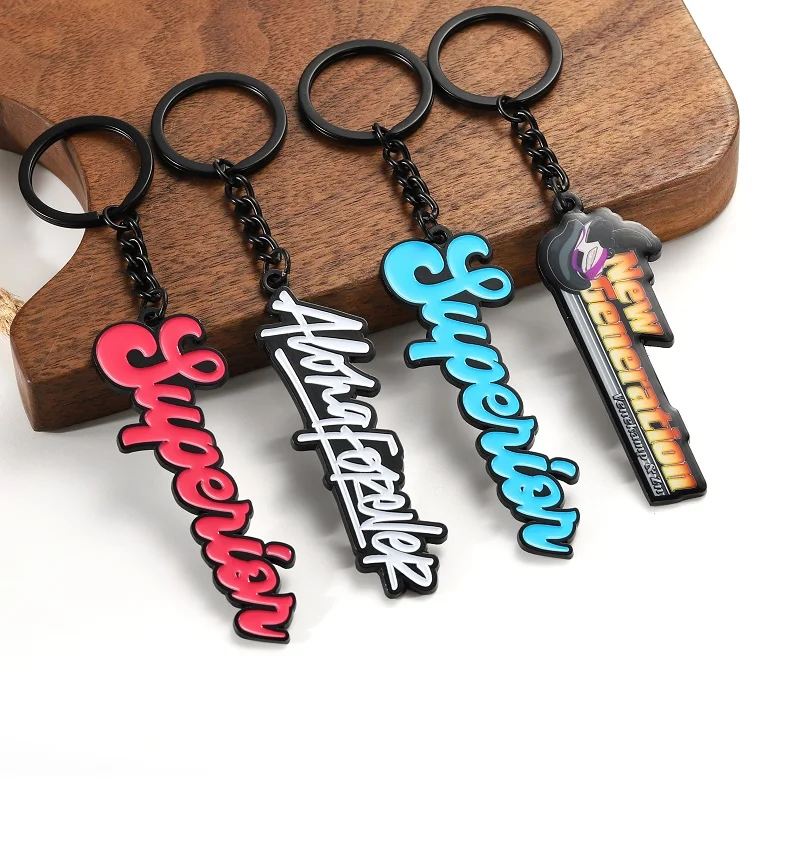 Personalized Your Own Enamel Letter Key Chain Metal Zinc Alloy Professional Custom 2d 3D Keychains Couple Keyrings with Logo