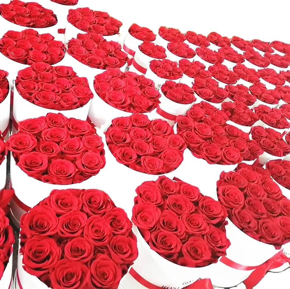 Preserved rose in round box wedding roses decoration roses for Christmas eternal flower