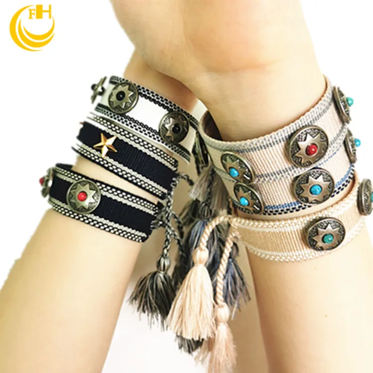 Personality handmade woven   bracelet with studs & friendship bracelet with rivets   ,Handmade  bracelet for with studs