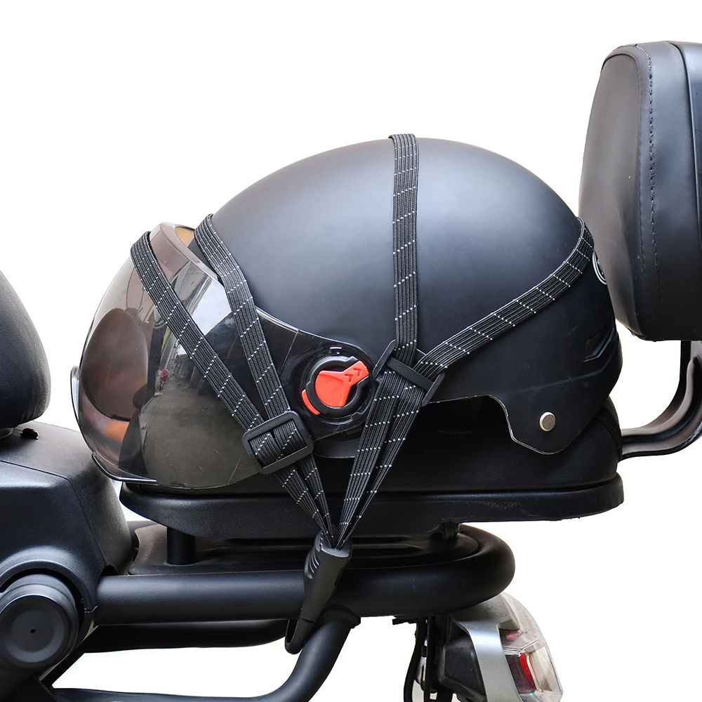 New Listing 60cm Adjustable Bungee Cords Elastic Rubber Flat Bungee Cords with Hooks for Motorcycle Helmet