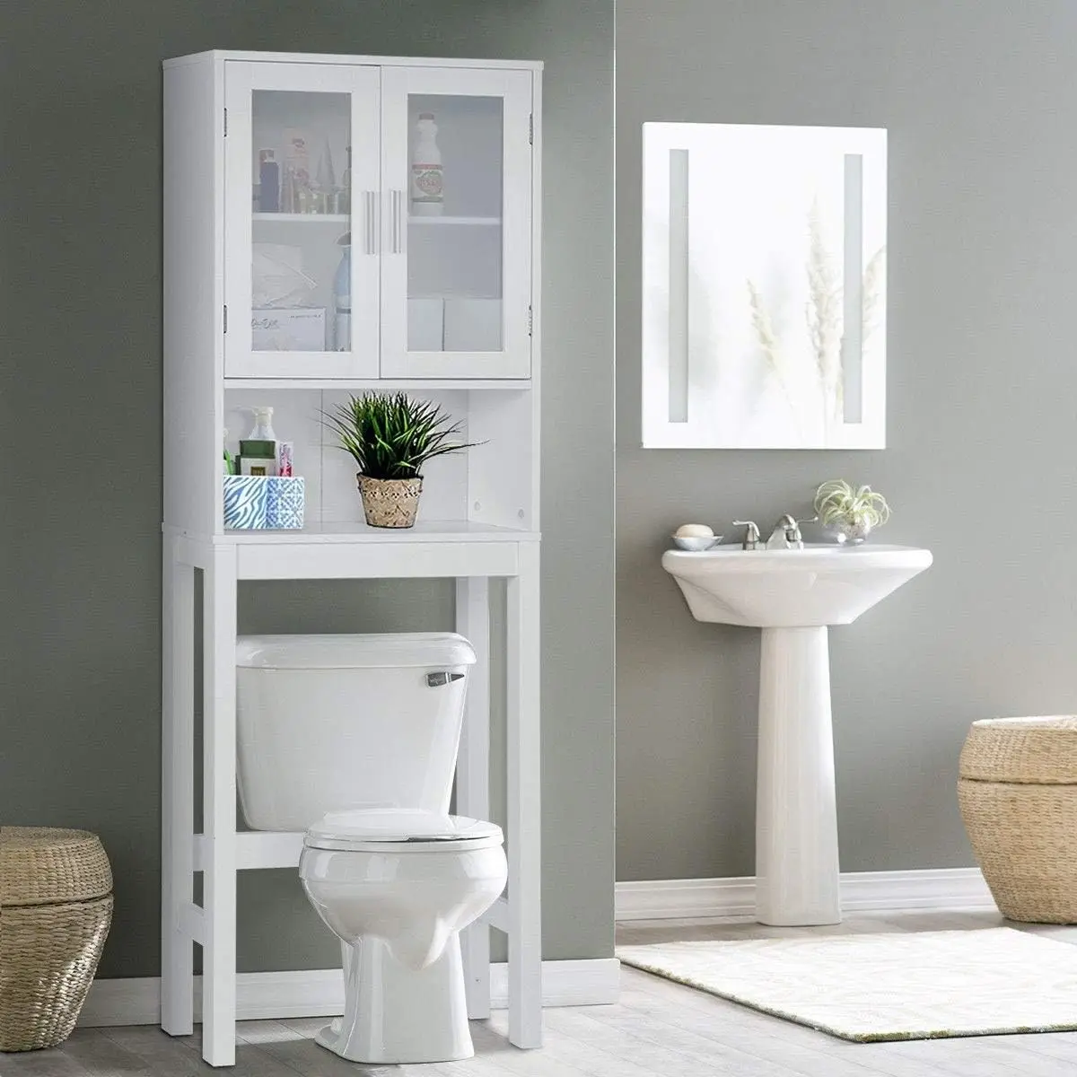 Home Furniture Over Wooden Toilet Storage Organizer Bathroom Space Saver Bathroom Furniture