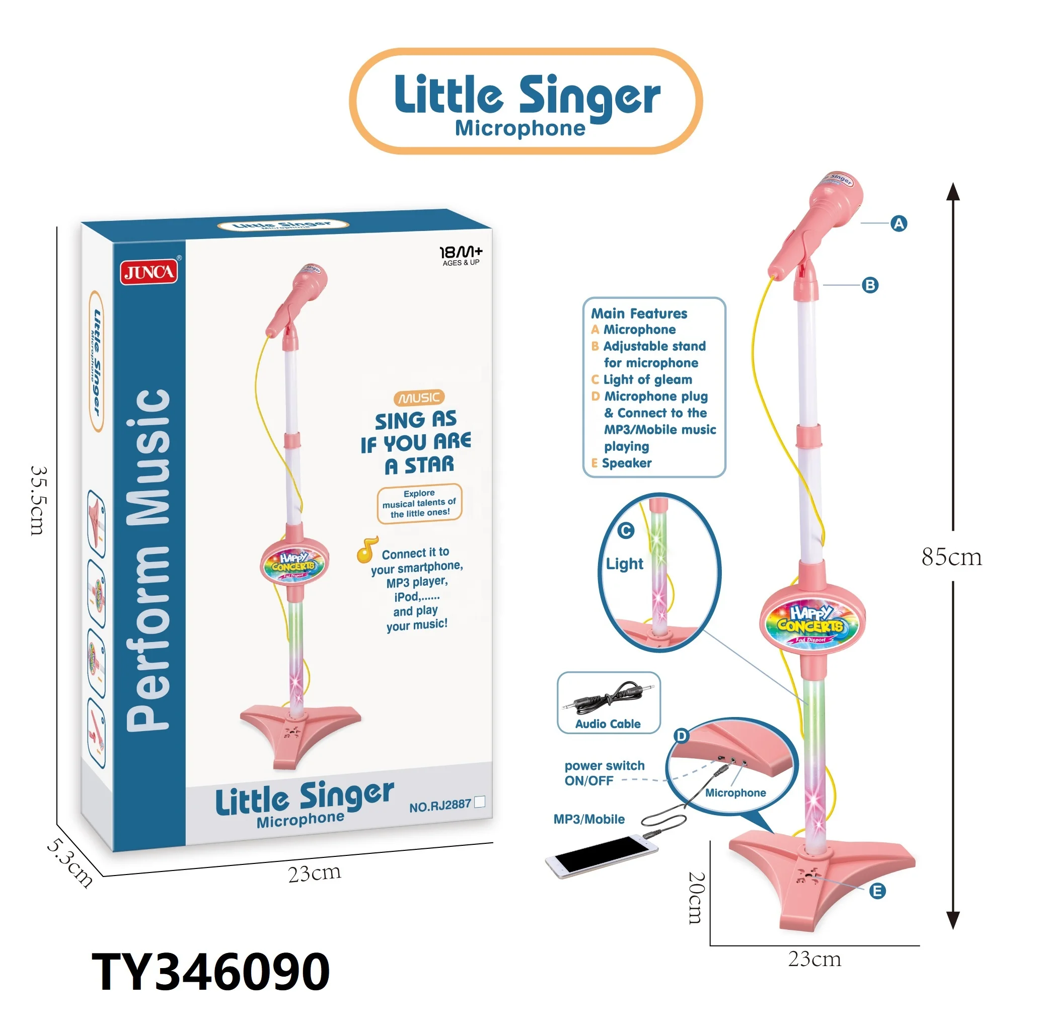 New Item Kids Karaoke Machine Adjustable Stand Electric Microphone for Kids