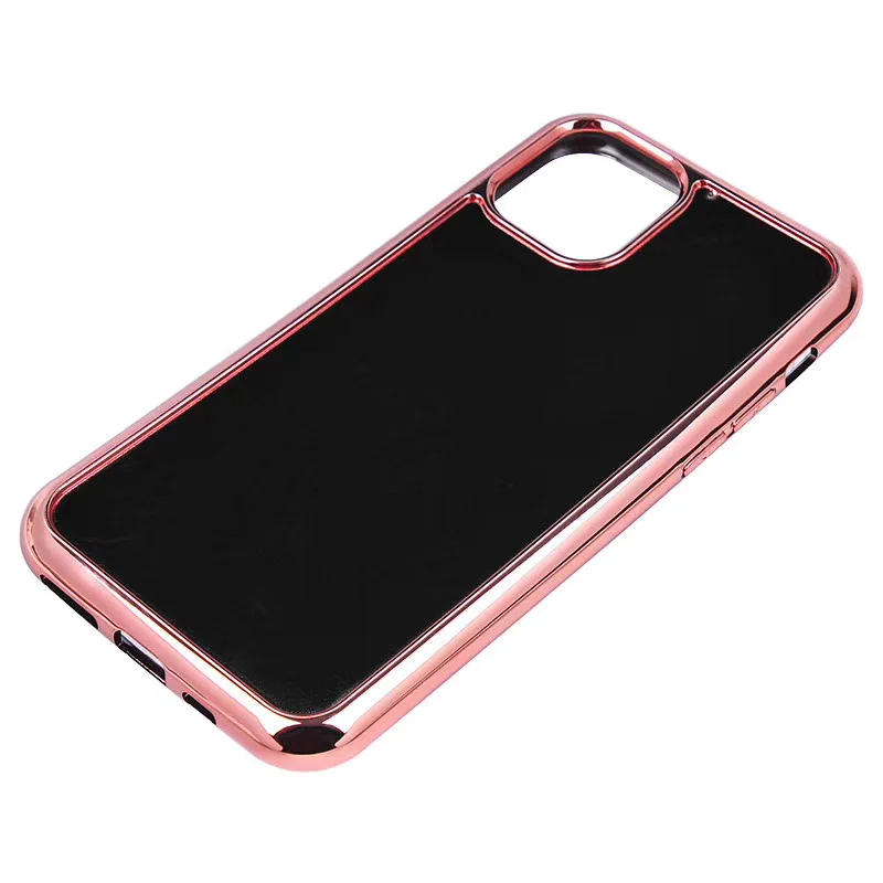 Gold Plated frame PC+TPU hybrid blank case for iphone 11 pro max with 1.0mm groove depth custom inlay leather case for iphone11