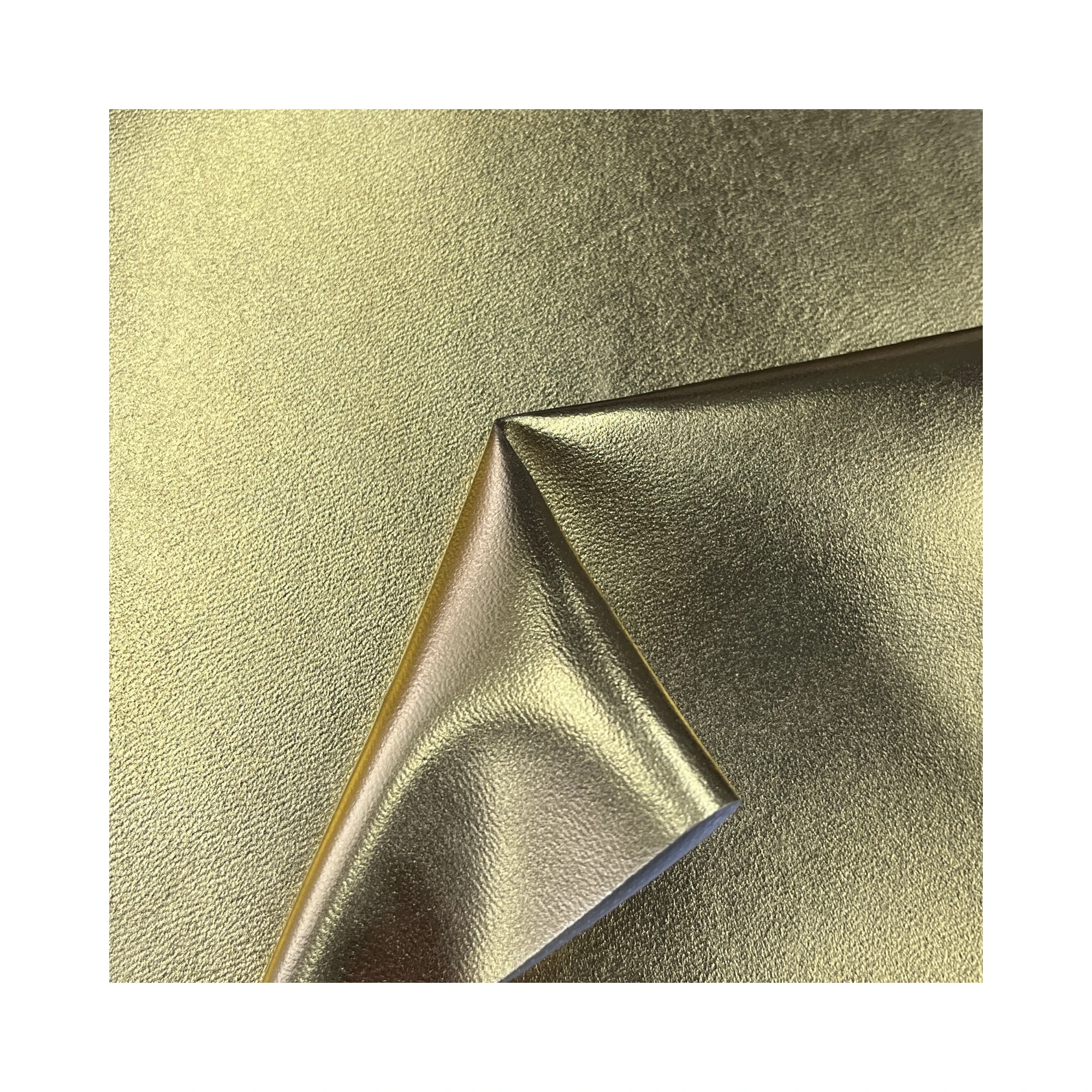 Wholesale Gold Color pu pvc metallic leather fabric for bags and luggages